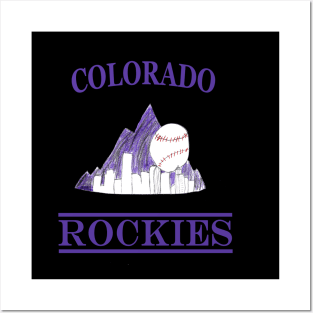 Colorado Rockies Logo with Denver Skyline Posters and Art